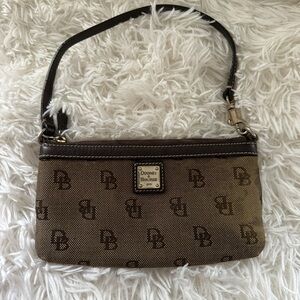 Vintage Dooney and Bourke small logo canvas wristlet purse card holder D&B